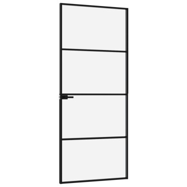 vidaXL Εσωτερική Πόρτα 76x201,5 εκ. Ψημένο Γυαλί και  Λεπτό Αλουμίνιο