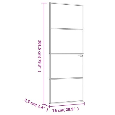 vidaXL Εσωτερική Πόρτα 76x201,5 εκ. Ψημένο Γυαλί και  Λεπτό Αλουμίνιο