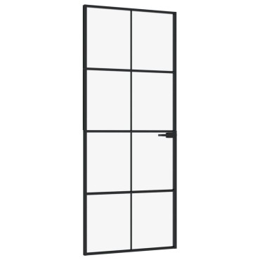 vidaXL Εσωτερική Πόρτα 83x201,5 εκ. Ψημένο Γυαλί και  Λεπτό Αλουμίνιο