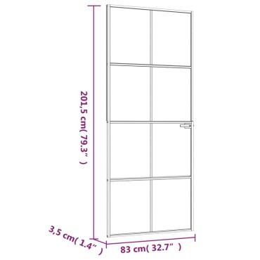 vidaXL Εσωτερική Πόρτα 83x201,5 εκ. Ψημένο Γυαλί και  Λεπτό Αλουμίνιο