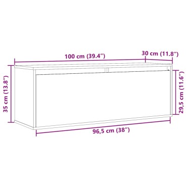 vidaXL Ντουλάπι Τοίχου Γκρι 100x30x35cm από Μασίφ Ξύλο Πεύκου 1 τεμ.