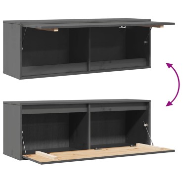 vidaXL Ντουλάπι Τοίχου Γκρι 100x30x35cm από Μασίφ Ξύλο Πεύκου 1 τεμ.