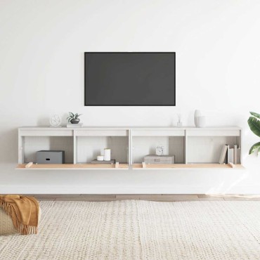 vidaXL Ντουλάπια Τοίχου 2 τεμ. Λευκά 100x30x35cm Μασίφ Ξύλο Πεύκου