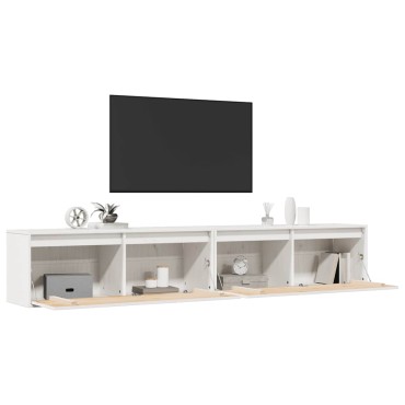 vidaXL Ντουλάπια Τοίχου 2 τεμ. Λευκά 100x30x35cm Μασίφ Ξύλο Πεύκου