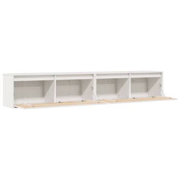 vidaXL Ντουλάπια Τοίχου 2 τεμ. Λευκά 100x30x35cm Μασίφ Ξύλο Πεύκου
