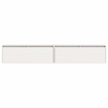 vidaXL Ντουλάπια Τοίχου 2 τεμ. Λευκά 100x30x35cm Μασίφ Ξύλο Πεύκου