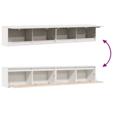 vidaXL Ντουλάπια Τοίχου 2 τεμ. Λευκά 100x30x35cm Μασίφ Ξύλο Πεύκου