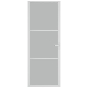 vidaXL Εσωτερική Πόρτα 76 x 201,5 εκ. Λευκό Ματ Γυαλί και Αλουμίνιο