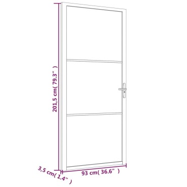 vidaXL Εσωτερική Πόρτα 93x201,5 εκ. Μαύρη ESG Γυαλί και Αλουμίνιο