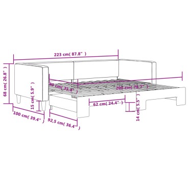 vidaXL Καναπές Κρεβάτι Συρόμενος Ανοιχτό Γκρι 90 x 200 εκ. Υφασμάτινος