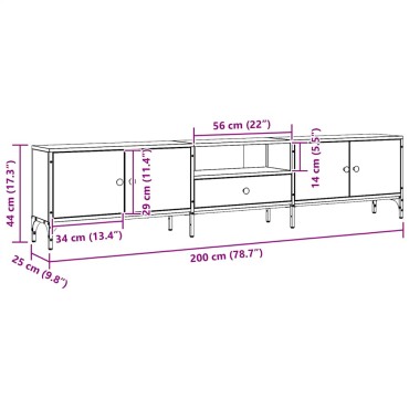 vidaXL Έπιπλο Τηλεόρασης με Συρτάρι Δρυς 200x25x44cm Επεξ. Ξύλο