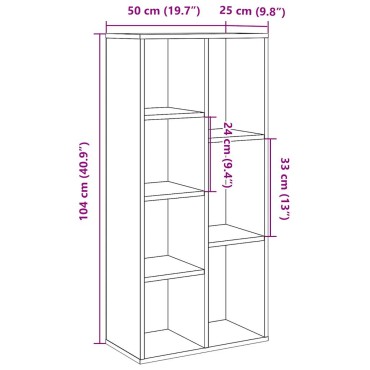 vidaXL Βιβλιοθήκη Όψη Παλαιού Ξύλου 50x25x104 εκ 1 τεμ.