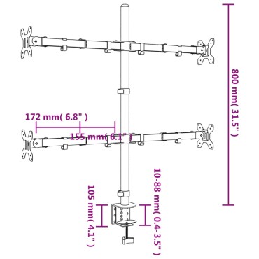 vidaXL Βάση Οθόνης VESA Μαύρη 75/100 χιλ. από Ατσάλι