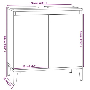 vidaXL Ντουλάπι Νιπτήρα Καφέ Δρυς 58x33x60cm Επεξεργασμένο Ξύλο 1 τεμ.