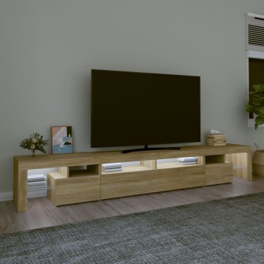vidaXL Έπιπλο Τηλεόρασης με LED Sonoma Δρυς 260x36,5x40cm