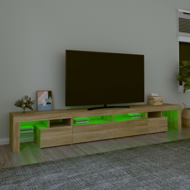 vidaXL Έπιπλο Τηλεόρασης με LED Sonoma Δρυς 260x36,5x40cm
