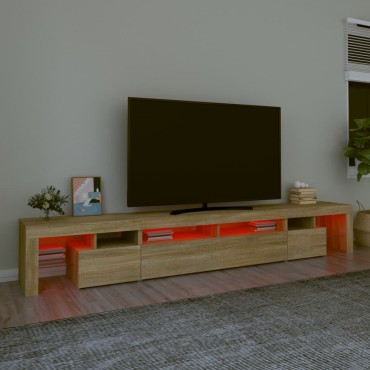 vidaXL Έπιπλο Τηλεόρασης με LED Sonoma Δρυς 260x36,5x40cm