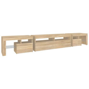 vidaXL Έπιπλο Τηλεόρασης με LED Sonoma Δρυς 260x36,5x40cm