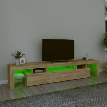 vidaXL Έπιπλο Τηλεόρασης με LED Sonoma Δρυς 215x36,5x40cm