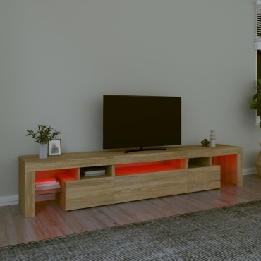 vidaXL Έπιπλο Τηλεόρασης με LED Sonoma Δρυς 215x36,5x40cm
