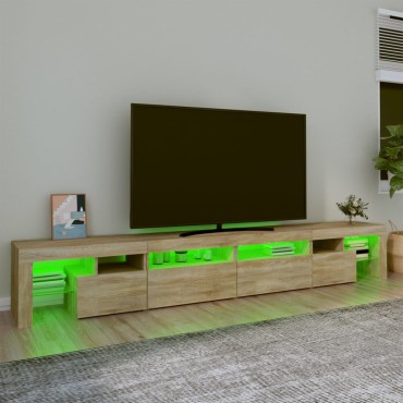 vidaXL Έπιπλο Τηλεόρασης με LED Sonoma Δρυς 260x36,5x40cm