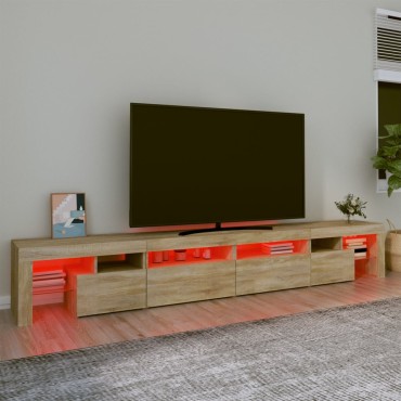 vidaXL Έπιπλο Τηλεόρασης με LED Sonoma Δρυς 260x36,5x40cm