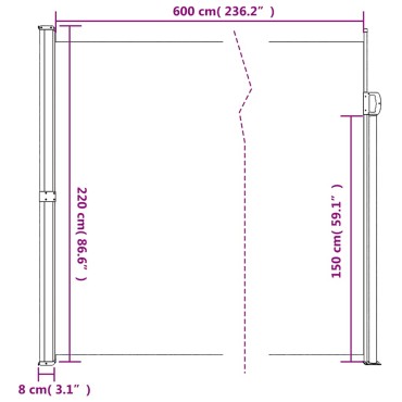 vidaXL Σκίαστρο Πλαϊνό Συρόμενο Taupe 220 x 600 εκ.