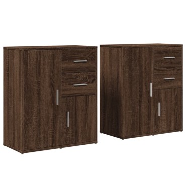 vidaXL Βοηθητικά Ντουλάπια 2 τεμ. Καφέ Δρυς 60x31x70cm Επεξεργ. Ξύλο