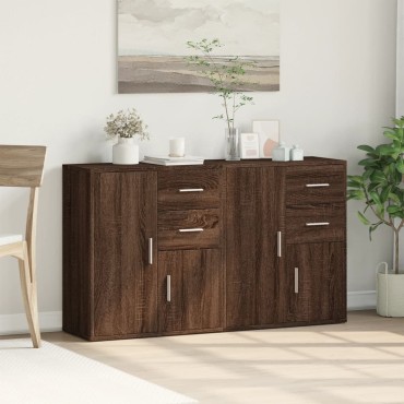 vidaXL Βοηθητικά Ντουλάπια 2 τεμ. Καφέ Δρυς 60x31x70cm Επεξεργ. Ξύλο