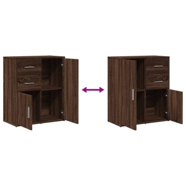 vidaXL Βοηθητικά Ντουλάπια 2 τεμ. Καφέ Δρυς 60x31x70cm Επεξεργ. Ξύλο