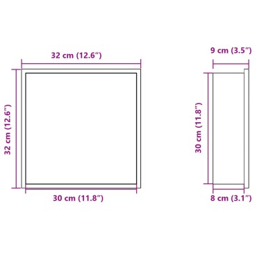 vidaXL Εσοχή Ντους Βουρστ. Μαύρο Ματ 32x32x9 εκ. Αν. Ατσάλι