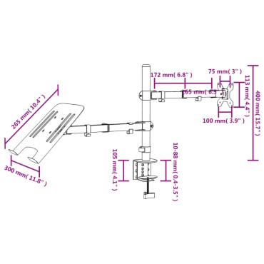 vidaXL Βάση Οθόνης VESA Μαύρη 75/100 χιλ. από Ατσάλι