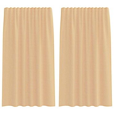 vidaXL Κουρτίνες Voile με βρόχους 2 τεμάχια Άμμος 140x175cm
