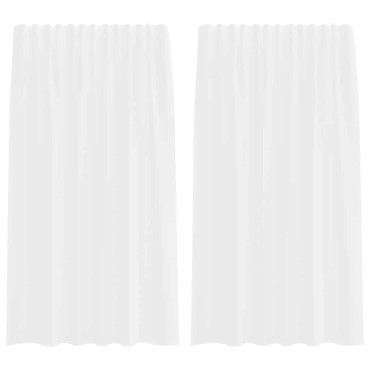 vidaXL Κουρτίνες Voile με βρόχους 2 τεμάχια Λευκό 140x175cm