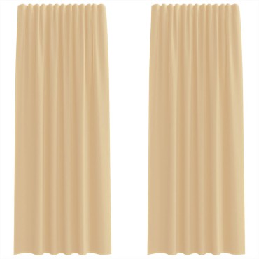 vidaXL Κουρτίνες Voile με βρόχους 2 τεμάχια Άμμος 140x245cm