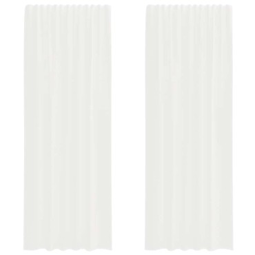 vidaXL Κουρτίνες Voile με βρόχους 2 τεμάχια Λευκό 140x260cm