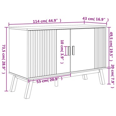 vidaXL Μπουφές OLDEN Καφέ 114x43x73,5cm από Μασίφ Ξύλο Πεύκου 1 τεμ.
