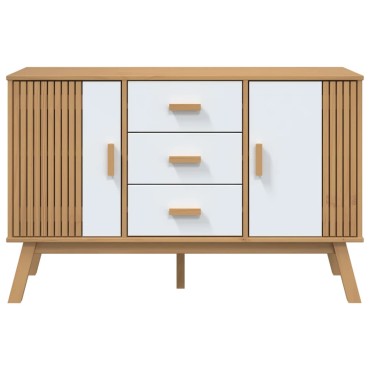 vidaXL Μπουφές OLDEN Λευκό & Καφέ 114x43x73,5cm Μασίφ Ξύλο Πεύκου 1 τεμ.