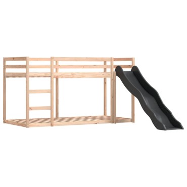 vidaXL Κουκέτα με Τσουλήθρα και Κουρτίνες Μπλε 90x190 εκ.