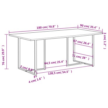 vidaXL Τραπεζαρία από Μασίφ Ανακυκλωμένο Ξύλο 180x90x76cm 1 τεμ.