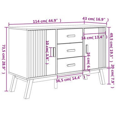vidaXL Μπουφές OLDEN Καφέ 114x43x73,5cm από Μασίφ Ξύλο Πεύκου 1 τεμ.