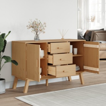 vidaXL Μπουφές OLDEN Καφέ 114x43x73,5cm από Μασίφ Ξύλο Πεύκου 1 τεμ.