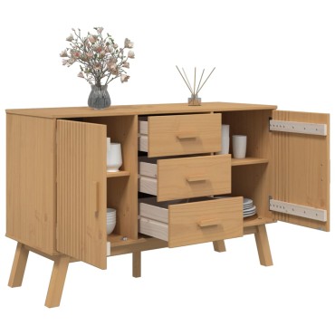 vidaXL Μπουφές OLDEN Καφέ 114x43x73,5cm από Μασίφ Ξύλο Πεύκου 1 τεμ.
