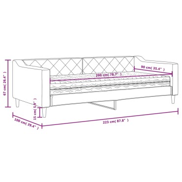 vidaXL Καναπές Κρεβάτι με Στρώμα Μαύρο 90 x 200 εκ. Υφασμάτινο