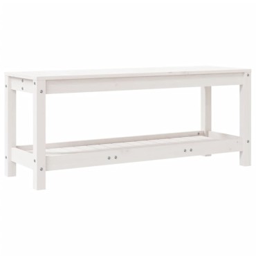 vidaXL Παγκάκι Κήπου Λευκό 108x35x45cm από Μασίφ Ξύλο Πεύκου 1 τεμ.
