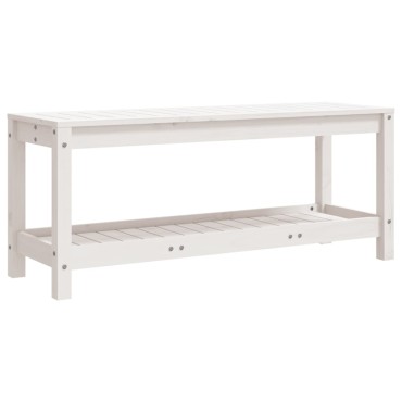 vidaXL Παγκάκι Κήπου Λευκό 108x35x45cm από Μασίφ Ξύλο Πεύκου 1 τεμ.