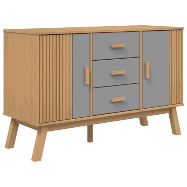 vidaXL Μπουφές OLDEN Γκρι & Καφέ 114x43x73,5cm από Μασίφ Ξύλο Πεύκου 1 τεμ.