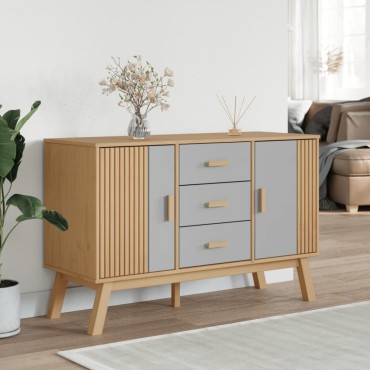 vidaXL Μπουφές OLDEN Γκρι & Καφέ 114x43x73,5cm από Μασίφ Ξύλο Πεύκου 1 τεμ.