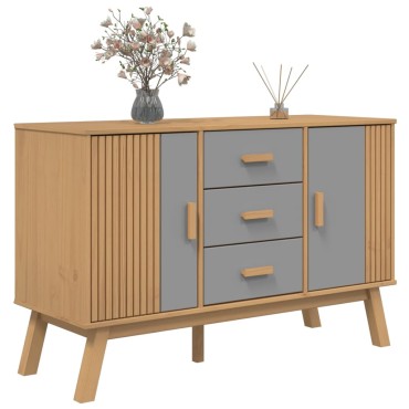 vidaXL Μπουφές OLDEN Γκρι & Καφέ 114x43x73,5cm από Μασίφ Ξύλο Πεύκου 1 τεμ.