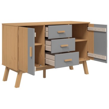 vidaXL Μπουφές OLDEN Γκρι & Καφέ 114x43x73,5cm από Μασίφ Ξύλο Πεύκου 1 τεμ.